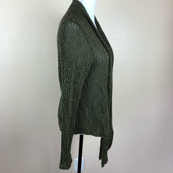 NWT Lucky Brand Olive Green Open Front Sweater M - Picture 4 of 8